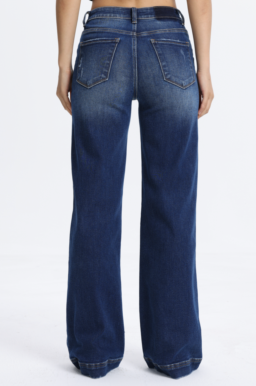 Mid High Rise Wide Leg Full Jeans ESFW630823