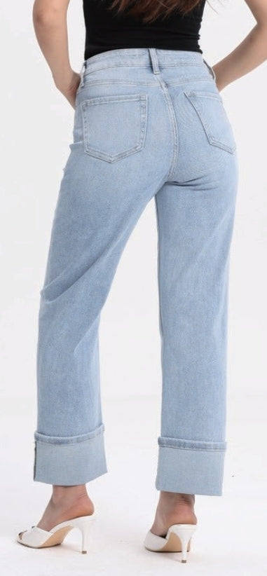 PLUS HIGH RISE STRAIGHT DENIM JEANS OST5030-P