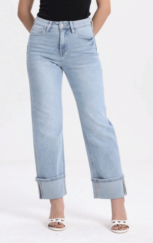 PLUS HIGH RISE STRAIGHT DENIM JEANS OST5030-P